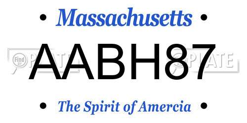 AABH87 Massachusetts License Plate