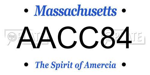 AACC84 Massachusetts License Plate