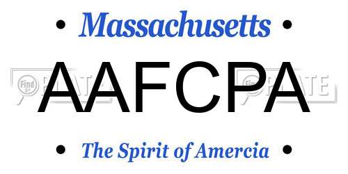 AAFCPA Massachusetts License Plate