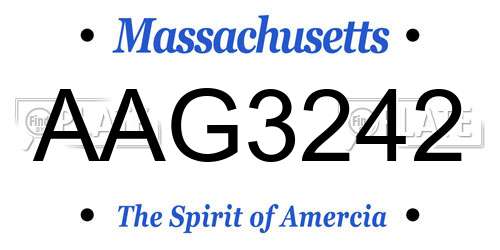 AAG3242 Massachusetts License Plate