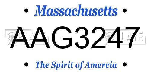 AAG3247 Massachusetts License Plate
