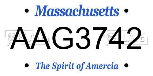 AAG3742 Massachusetts License Plate