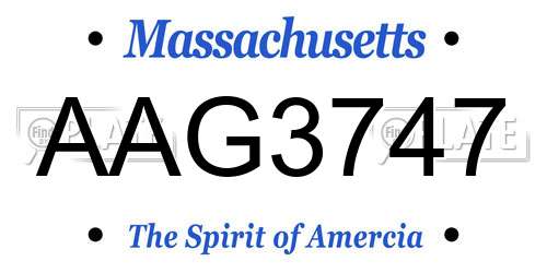 AAG3747 Massachusetts License Plate