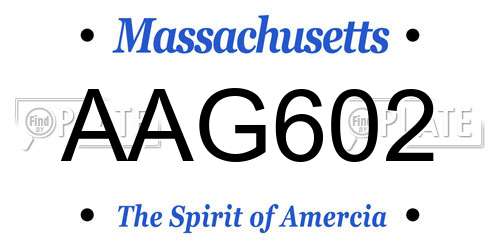 AAG602 Massachusetts License Plate