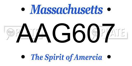 AAG607 Massachusetts License Plate