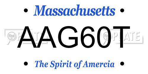 AAG60T Massachusetts License Plate