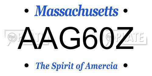 AAG60Z Massachusetts License Plate