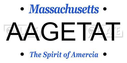 AAGETAT Massachusetts License Plate