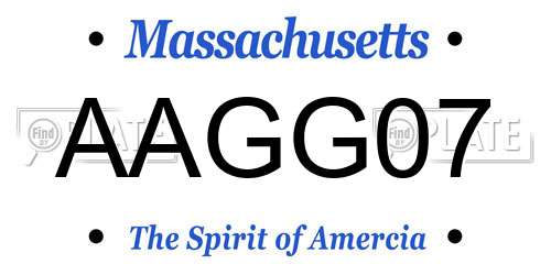 AAGG07 Massachusetts License Plate