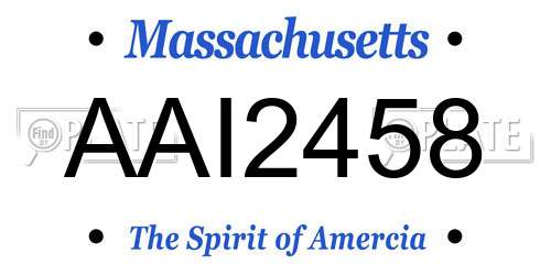 AAI2458 Massachusetts License Plate