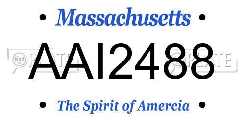 AAI2488 Massachusetts License Plate