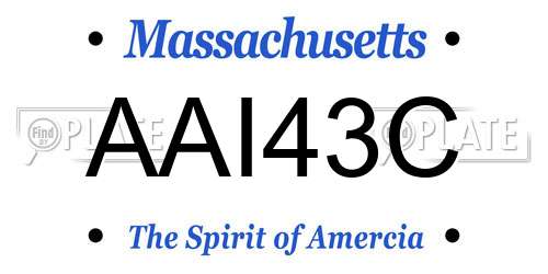 AAI43C Massachusetts License Plate
