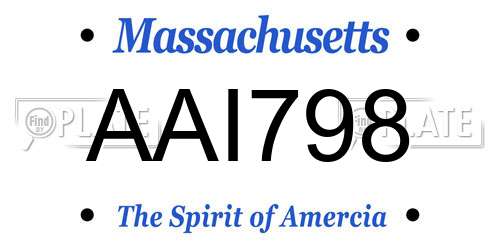 AAI798 Massachusetts License Plate