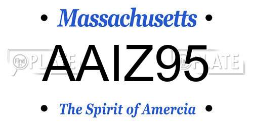 AAIZ95 Massachusetts License Plate