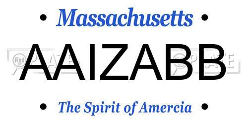 AAIZABB Massachusetts License Plate