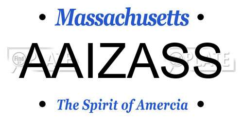 AAIZASS Massachusetts License Plate