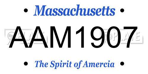AAM1907 Massachusetts License Plate