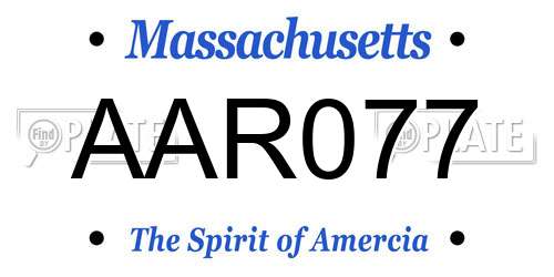 AAR077 Massachusetts License Plate