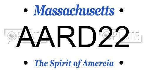 AARD22 Massachusetts License Plate