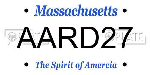 AARD27 Massachusetts License Plate