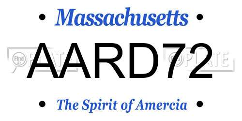 AARD72 Massachusetts License Plate