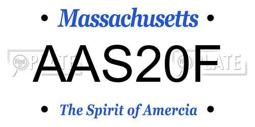 AAS20F Massachusetts License Plate
