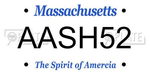 AASH52 Massachusetts License Plate
