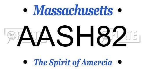 AASH82 Massachusetts License Plate