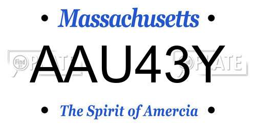 AAU43Y Massachusetts License Plate