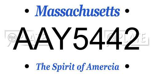 AAY5442 Massachusetts License Plate