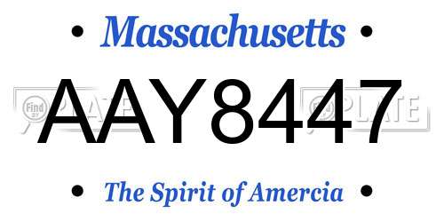 AAY8447 Massachusetts License Plate