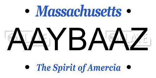 AAYBAAZ Massachusetts License Plate