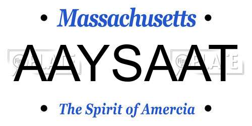 AAYSAAT Massachusetts License Plate