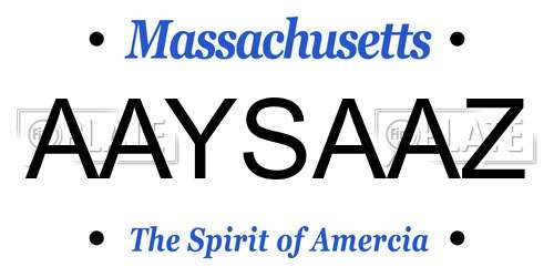 AAYSAAZ Massachusetts License Plate