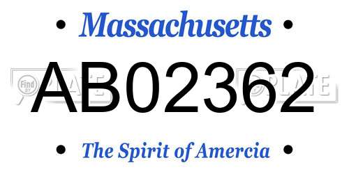 AB02362 Massachusetts License Plate