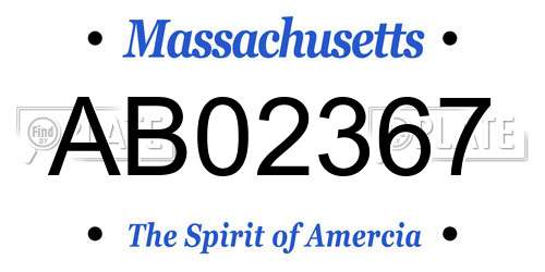 AB02367 Massachusetts License Plate