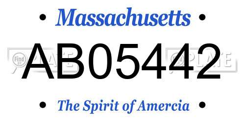 AB05442 Massachusetts License Plate