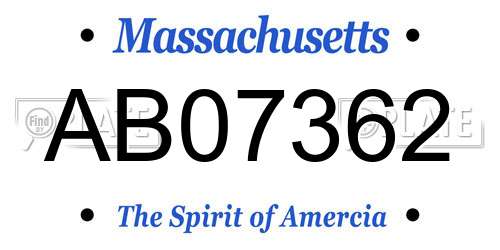 AB07362 Massachusetts License Plate