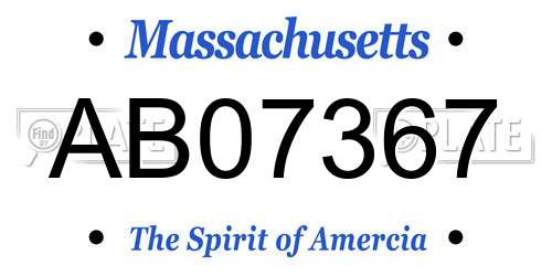 AB07367 Massachusetts License Plate