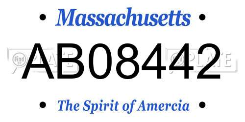 AB08442 Massachusetts License Plate