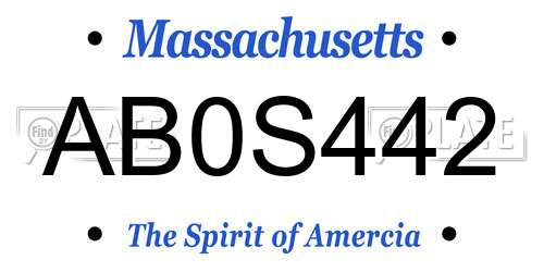 AB0S442 Massachusetts License Plate