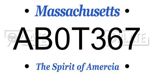AB0T367 Massachusetts License Plate