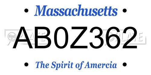 AB0Z362 Massachusetts License Plate