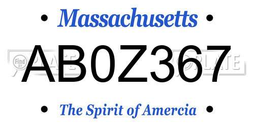 AB0Z367 Massachusetts License Plate