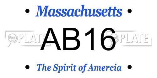 AB16 Massachusetts License Plate