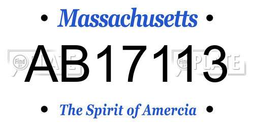 AB17113 Massachusetts License Plate