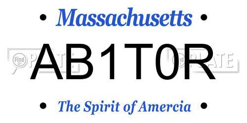 AB1T0R Massachusetts License Plate