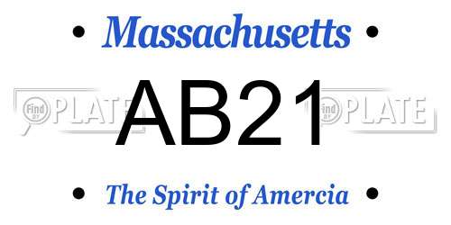 AB21 Massachusetts License Plate