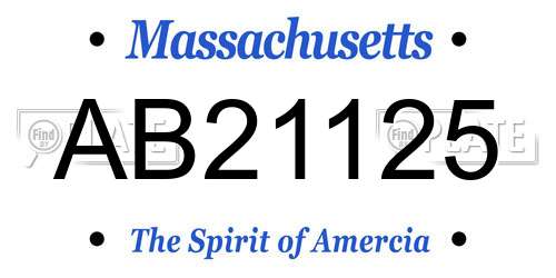 AB21125 Massachusetts License Plate