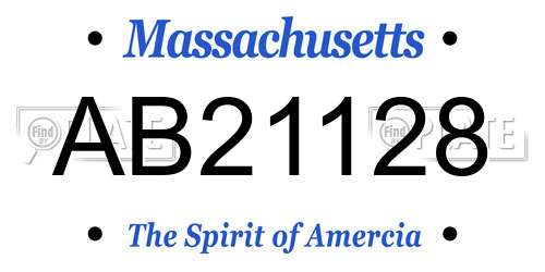 AB21128 Massachusetts License Plate